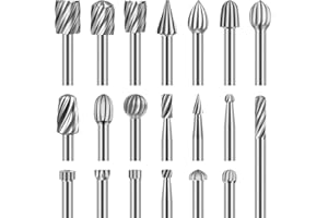 SHENGBENHAO Holzschnitzerei Bohrer Set für Rotary Tool, 20 Stück HSS-Drehfräser-Set, Frässtifte für Heimwerker, Holzarbeiten, Schnitzen, Gravieren, Bohren – 3 mm Schaft