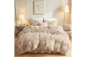 ‎MICHORINEE Michorinee Plüsch Bettwäsche 135x200 Winter Flauschig Warme Bettbezug Fleece Flausch Langhaar Kunstfell Tie Dye Gedruckt Beige Bettwäsche-Sets mit Kissenbezug 80x80 cm Reißverschluss
