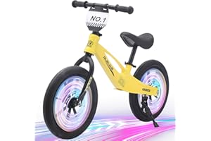 BUEUWE 14 Inch Balance Bike for 3 4 5 6 Years Old Boys Girls | No Pedal Training Bicycle with Kickstand & Includes Pump | Lightweight Magnesium Alloy Frame