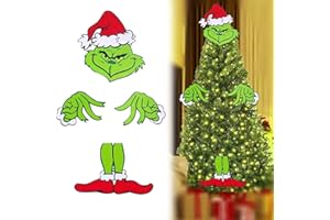 YCSRNN Grinch Christmas Decorations, 2 Pack Grinch Yard Stake Signs, Plastic Outdoor Holiday Decor for Lawn, Garden, Party, Themed Christmas Tree Topper Alternative