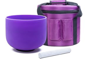 KVKA 8 Inch Purple B Note Crystal Singing Bowl Crown Chakra With Carrying Case,Suede Striker,Singing Bowl for Meditation, Yoga, Spiritual Healing and Body Healing