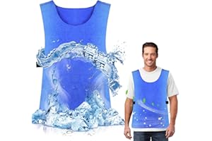 Qudubuy Ice Cooling Vest for Men Women, 63x43cm PVA Water Activated Evaporative Cool Cold Vest, Reusable Adjustable Cold Vest for Hot Weather, Lightweight Sweat-Absorbent Cool Vest for Running, Cyclin