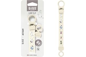 Clip per ciuccio BIBS x Moomins Loop - Elegante e sicuro, utilizzabile con una sola mano, si adatta a tutti i BIBS e alla maggior parte delle marche, lavabile in lavatrice, età 0+ - Ivory