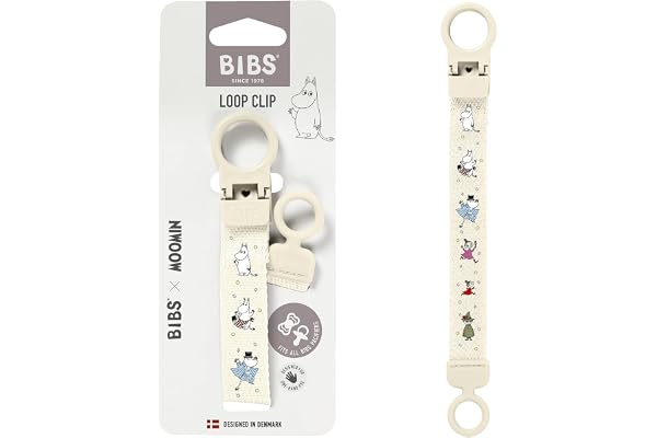 Attache-sucette Ruban BIBS x Moomins - Élégante et sécurisée, utilisation à une main, compatible avec tous les BIBS et la plupart des marques, lavable en machine, 0+ ans. - Ivory