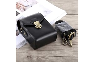 Ubervia SLR Cases - Full Body Camera Buckle Lock PU Leather Case Bag with Hand Strap Neck Strap for Canon G7X II G9X Mark II Sony RX100 M2Black Leather Case Color Black