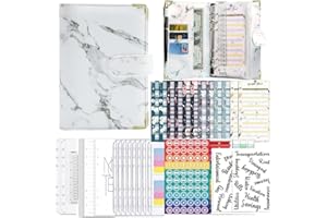 Budget Planner Ambolio 90PCS Budget Binder A6 Ringbuch Binder Taschen ​mit Budgetblätter, Binderumschlägen, Wochenplaner, Schreibpapier, Etikettenaufkleber, Kategorie Aufkleber(Weiß A)