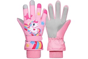 JUPSK Narciarskie Rękawice Zimowe Wodoodporne Rękawice Termiczne Rękawice Ski Gloves dla dziewczynek Chłopcy 2-9 lat