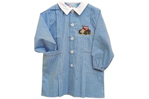 Andy&Giò Grembiule Asilo Bambino 90177-90208 Ricamo Trattore quadretto Azzurro/Bianco (4 Anni)