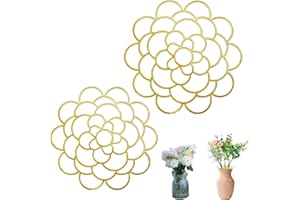 BUOSHUO 2 Stück Blumenarrangement-Halter,blütenförmige Blumengitter,Wiederverwendbarer Blumen Blumengitter Werkzeug,Zum Befestigen von Pflanzen,Blumenarrangements,Vasenpflanzen(Gold,4Zoll+6Zoll)