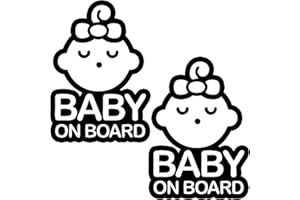 TOTOMO Baby on Board Sticker - (Set of 2) Safety Caution Decal Sign Stickers for Cars Windows Bumpers - Sleeping Baby Girl ALI-027