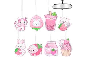 ANGOLIO 8Stück Auto Lufterfrischer Kawaii Erdbeer Chips duftende Ornament Auto Rückspiegel Anhänger Hängende Ornament Vent Dekoration Nett Aromatisch Duft Ornament für Party Supplies