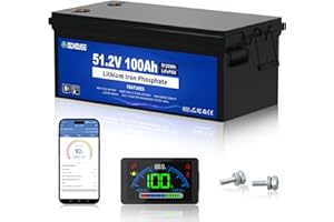 DCHOUSE Batería para carrito de golf de 48V y 100Ah, BMS integrado, monitor LCD y aplicación móvil Bluetooth, corriente máxima de 600A, hasta 15000 pilas de litio para sistemas solares