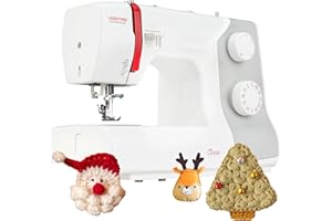 VERITAS Nähmaschine Anna I 32 Stiche I Einfädelhilfe I mit Fuß-Pedal I Freiarm-Nähmaschine I Einstellbare Stichlänge & Stichbreite I Auto-Fadenspannung & Fadenabschneider I LED-Nählicht (weiß-grau)