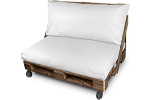 Happers wasserdichte und Abziehbare Outdoor Palettenkissen aus Kunstleder Weiß 120x60x20cm