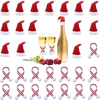 Amosfun 24 Pezzi Mini Cappellini Di Babbo Natale Per Lecca-lecca, Decorazioni Natalizie Per Caramelle E Bottiglie, 7x4 Cm, Rosso