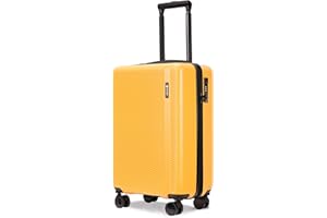 GinzaTravel Lightweight Suitcase ABS Hard Shell Case Suitcases with TSA Lock 4 Wheels Carry-on Hand Luggage for Travel Small(62cm 60L) Yellow