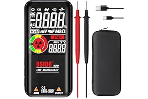 BSIDE S20 Multimetro Digitale Automatico Ricaricabile Display a Colori 3 Risultati Tester Intelligente con Rilevatore EMF Tester di Tensione Capacità Continuità Ohm Hz Diodo Filo Vivo con Custodia