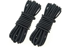FANTASYON 2PC 3MM Black Elastic Cord 10 Meter 3mm Elastic String Bungee Cord Round Stretchy Cord Bungee Rope Multifunctional Drawstring Elastic for Backpack Tent Poles DIY Craft Projects Camping