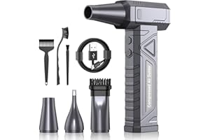 ‎LUCKEA Elektrische Staubgebläse Druckluftspray für PC Reinigung - Electric Air Duster 200000 RPM, 4-Gang Einstellbare Mini-Gebläse mit Akku, Luftgebläse für Tastatur, Haus, Outdoor, Auto, W18, Silber