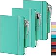 NIRMIRO 3 Pack Small Pocket Journal Notebook 3.7" x 5.7" with Pen, A6 Mini Cute Notepad for Women/Men, 408 Pages, 100Gsm Lined Paper Note Pads, Leather, Green
