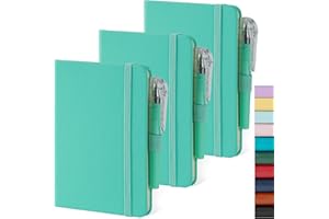 ‎NIRMIRO NIRMIRO Kleines Taschen-Tagebuch, Notizbuch, 9,4 x 14,5 cm, mit Stift, A6 Mini-Notizblock für Damen/Herren, 408 Seiten, 100 g/m² liniertes Papier, Notizblöcke, Leder, Grün, 3 Stück