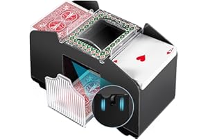 ANYVOYAGE Automatic Poker Shuffler Machine with Rubber Silencer, Casino Card Electric Shuffler, Playing Card Shuffler for UNO, Phase 10, Skyjo, Skip Bo Home Card Game (Black&Green 1-4 Deck)