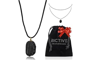 BICTIVE®︎ Pendentif Pierre Naturelle Tourmaline Noire Fait á la Main. Pierre de Protection Puissante Femme et Homme, Pendentif Pierre Naturelle Lithotherapie. Collier Pierre Precieuse Naturelle Cadeau