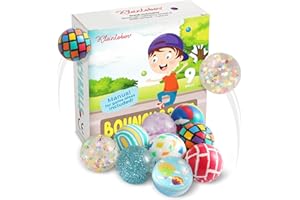 Kleintober Balles Rebondissantes I 9 Balles I Jeu Enfant 3 Ans avec Instructions, Cadeau invites Anniversaire I Balles rebondissante I Jeu d'Adresse I Sac Cadeau