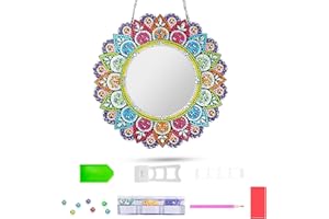 TYFYH Geschenk Mädchen 6 7 8 9 10 11 Jahre, 5D Diamond Painting Spiegel, Bastelset Kinder ab 6 7 8 Jahre, Schminkspiegel, Kosmetikspiegel, Mädchen Geschenkideen Basteln für DIY Kinder Malen Dekoration