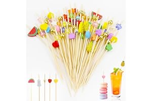 Xmart 300 Pièces Pic Cocktail Bois Pique Brochette Aperitif 12 cm Fruits Bâton Bâtonnets Cocktail Cure Dent Decoratif pour Snacks Desserts Déco Cocktail Boissons Fingerfood (Style Mixte)