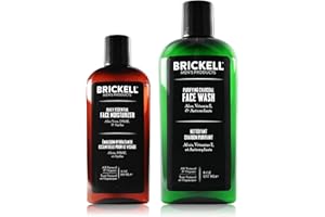 BRICKELL MEN'S PRODUCTS Brickell Men's Daily Essential Face Care Routine II, detergente per il viso al carbone purificante e crema idratante per il viso Daily Essential, naturale e biologico, senza profumo