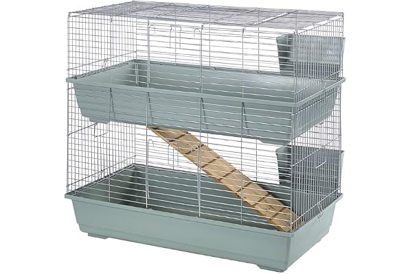 Little Friends Cage à Double étage pour Lapin Beige/argenté 81 x 45 x 80 cm