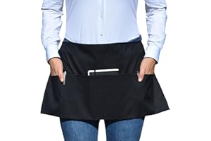 SALASANA PROTECT Mandil Camarero UNISEX AntiCovid-19 | Delantal camarero con bolsillos | Delantal hombre y mujer Negro | Delantal impermeable | Mandil hosteleria , panadería y peluqueria | Mandil camarero corto