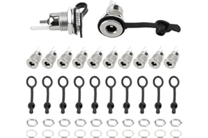 YIXISI 10 Pezzi Connettore Jack Femmina Corrente DC Kit, DC-099 Connettore, 5.5mm x 2.1mm Connettori DC a Pannello Jack, Prese Femmina di Alimentazione DC, con Cappuccio Impermeabile