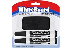 Autoau Pennarelli Lavagna Bianca Cancellabile, Pennarelli Punta Grossa Penna Cancellabile, Marker Pennarelli Lavagna Bianca per l'insegnante Scuola Casa Ufficio (2 Penne + Gomma)