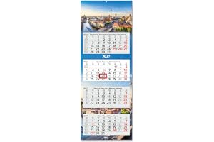 Timr 4-månaderskalender 2027 – Berlinmotiv – tr427 | Väggkalender 90 cm med datumreglage, metallögla, avrivningsblock, 4 månader, 4 språk (DE, EN, FR, ES).