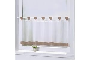 Joyswahl Firanka bistro Mia, z woalu, ze szlufkami na zazdrostkę, przezroczysta zasłona kuchenna, 45 x 120 cm (wys. x szer.), brązowa, 1 sztuka