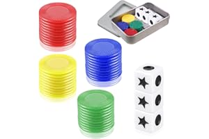 AISSZHAO Left Right Centre Dice Games,Fun Dice Games with 3 Dices + 40 Chips for Family Camping Game,4 Color Interactive Dice Toy Round Corner Dice Portable Strike Dice Game for School Party Adults Game Dice