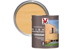 V33 High Protection Woodstain - 8-Year Guarantee - UV Filters - Water-Repellent - Quick-Drying - Only 2 Coats - Clear 2.5 litres