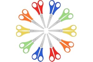 Bestomrogh 10 Stück Kinderschere, Sicherheitsschere mit Skala, Bastelschere mit stumpfer Spitze, Papierschere, Vorschulkindergartenschere, Anfängerschere für Zuhause Schule