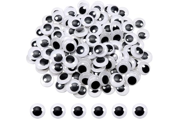 TOAOB 100 pièces 15mm Yeux Mobiles Autocollants Adhésifs en Plastique Ronds Noir Blanc pour Scrapbooking Artisanat Accessoires DIY Craft Poupées Décorations