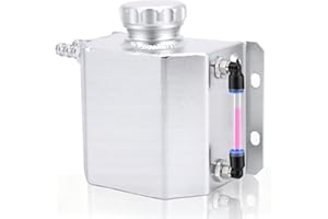 WODHMIEY Universal Coolant Overflow Tank,Radiator Overflow Tank, Aluminium Alloy, Sichtüberwachungsschlauch O-Ring Dichtung, TIG Schweißung, Magnetisches Ablassventil (1L)
