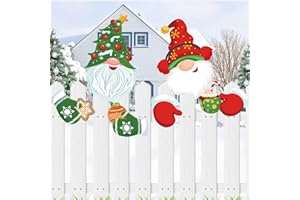 PWSAP 2Pcs Clôture Décoration Noël,Clôture de Gnome de Noël Clôture Vacances Décoration Extérieure Durable Clôture de Christmas Ornement de Signe de en Plein air Mignon Xmas Décorations de Signes de Cour