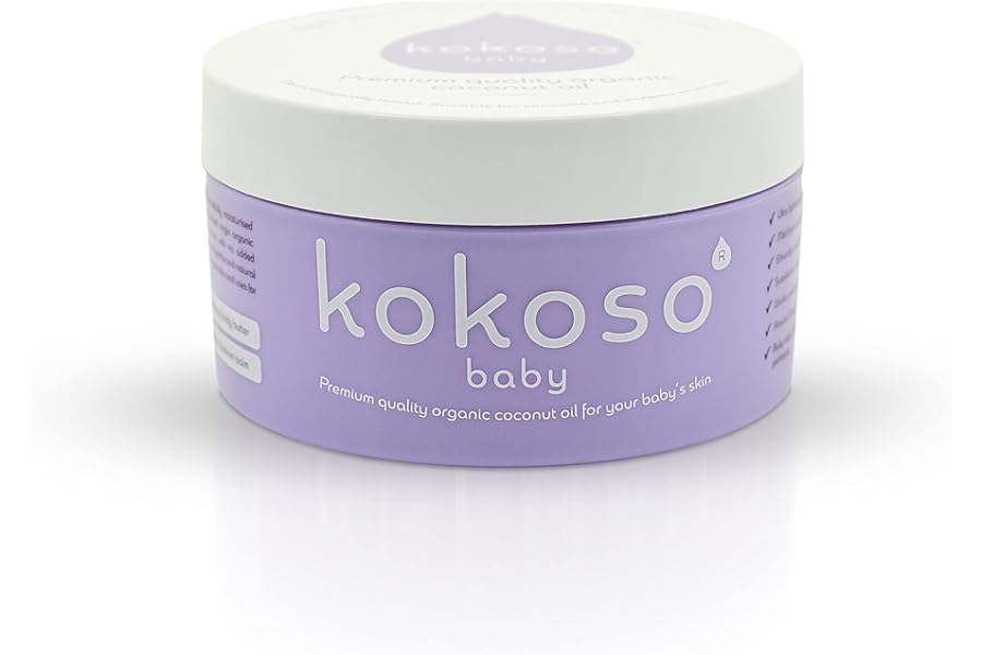 Kokoso Baby Organic Coconut Oil - Moisturising 100% Natural Baby Oil for Baby Massage, Dry, Sensitive and Normal Baby Skin - 200ml