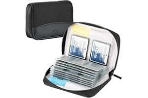 KIWIFOTOS Custodia a portafoglio con 28 scomparti per schede di memoria con cerniera per 24 schede SD/SDHC/SDHC + 4 schede CF (Compact Flash)/XQD, custodia a portafoglio per schede SD, colore nero