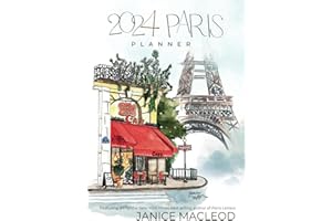 2024 Planner Paris: Weekly and monthly agenda with a large squares, Sunday to Saturday, coloring book pages, and minimalist interior for Paris lovers, paper lovers, and planners