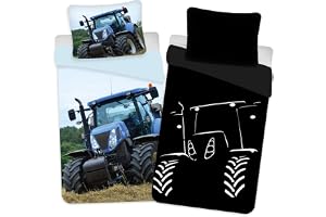 BrandMac ApS Glow in The Dark Traktor sängkläder för barn 135 x 200 bomull lyser i mörkret
