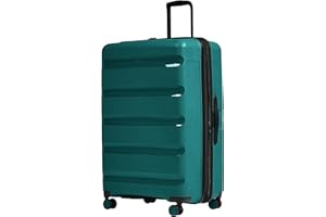 ANTLER - Logo Stripe Hard Shell Large Suitcase - Durable, Lightweight & Expandable Luggage, 4 Spinner Wheels - Adjustable Handle, TSA Lock, 78 cm - Deep Teal