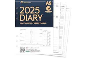 NBplanner A5 2025 Week on two pages diary with appointments organiser refill insert | Filofax A5 COMPATIBLE | Premium collection | UK holidays | Monthy/Weekly (0107)