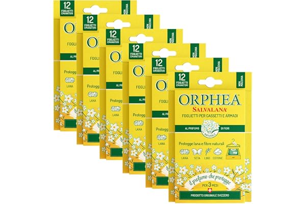 Orphea Salvalana Emanatorblad för lådor och skåp för ull och kläder hela säsongen, blomparfym, 6-pack